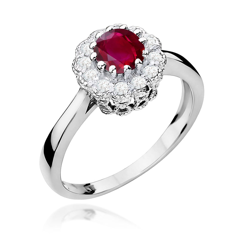 Inel Aur 9K cu Rubin 0.60 ct si Diamante Naturale 0.17 ct, imaginea 5 din 8