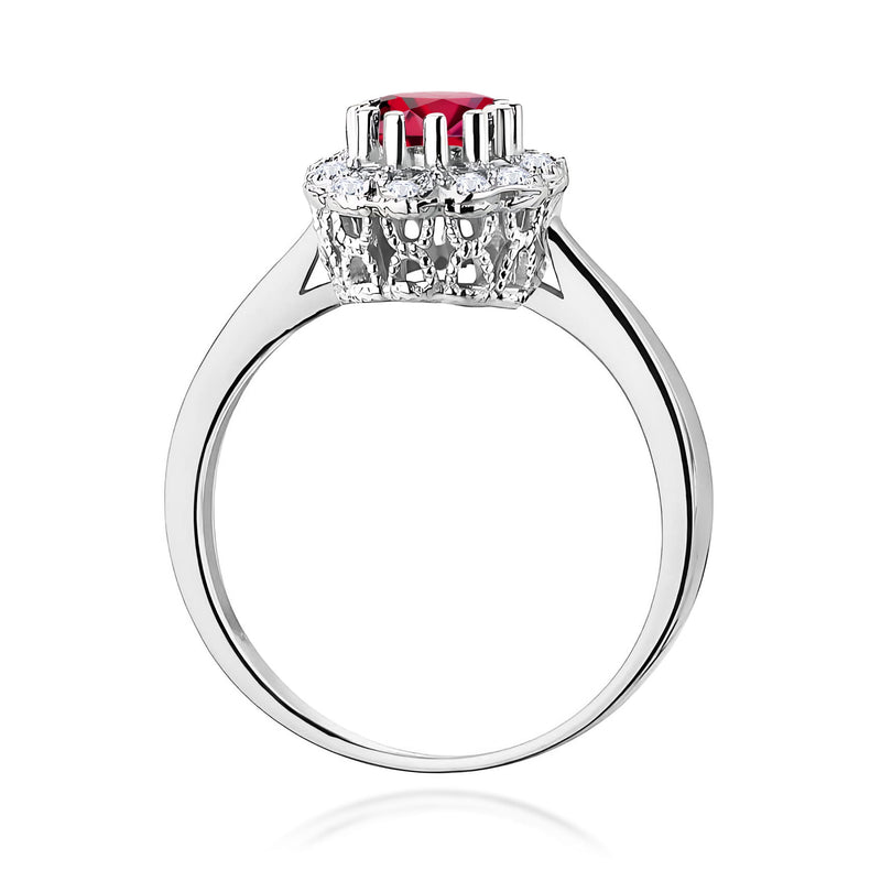 Inel Aur 9K cu Rubin 0.60 ct si Diamante Naturale 0.17 ct, imaginea 7 din 8