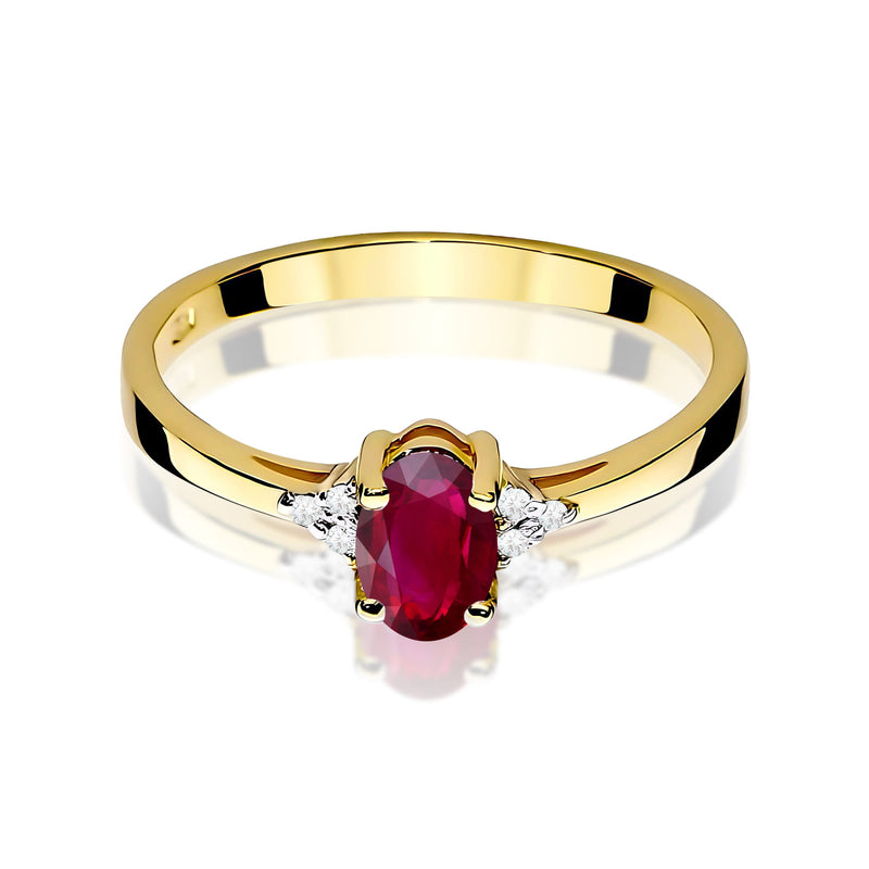 Inel Aur 9K cu Rubin 0.60 ct si Diamante Naturale 0.05 ct, imaginea 2 din 8