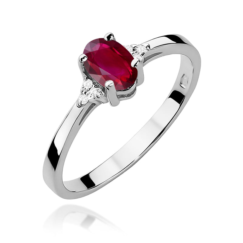 Inel Aur 9K cu Rubin 0.60 ct si Diamante Naturale 0.05 ct, imaginea 5 din 8