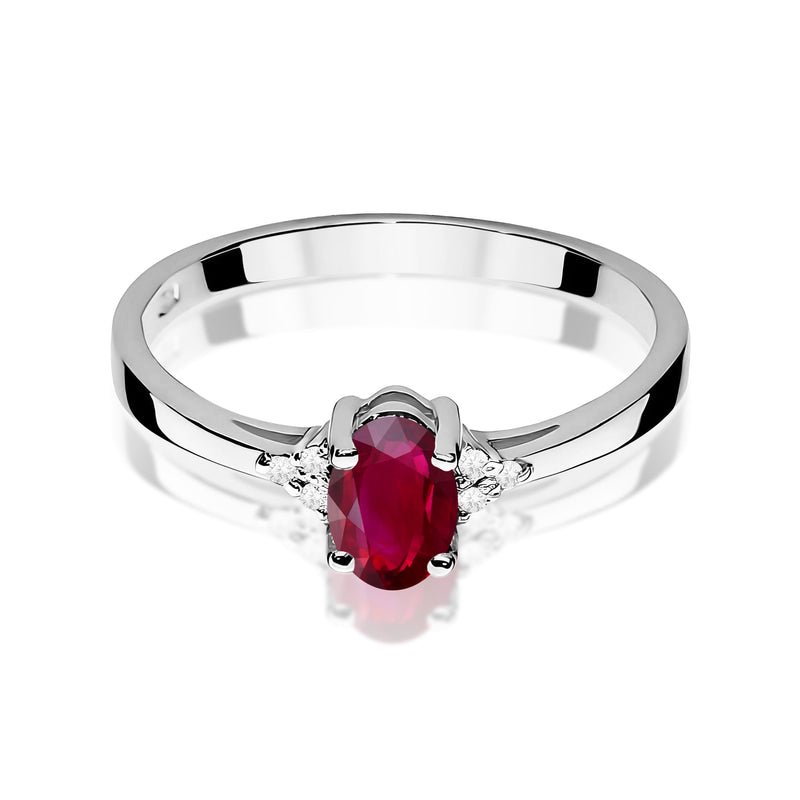 Inel Aur 9K cu Rubin 0.60 ct si Diamante Naturale 0.05 ct, imaginea 6 din 8