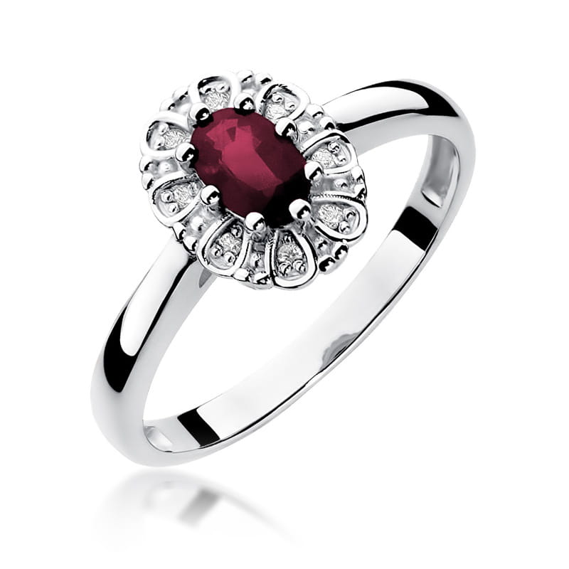 Inel Aur 9K cu Rubin 0.60 ct si Diamante Naturale 0.07 ct, imaginea 5 din 7