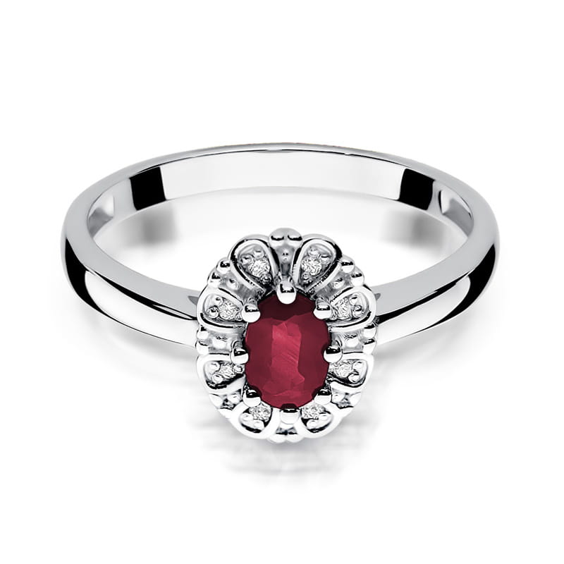 Inel Aur 9K cu Rubin 0.60 ct si Diamante Naturale 0.07 ct, imaginea 6 din 7