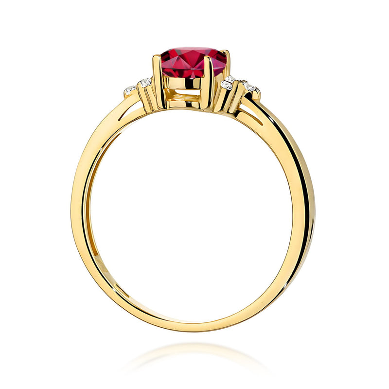 Inel Aur 9K cu Rubin 1.00 ct si Diamante Naturale 0.05 ct, imaginea 3 din 8