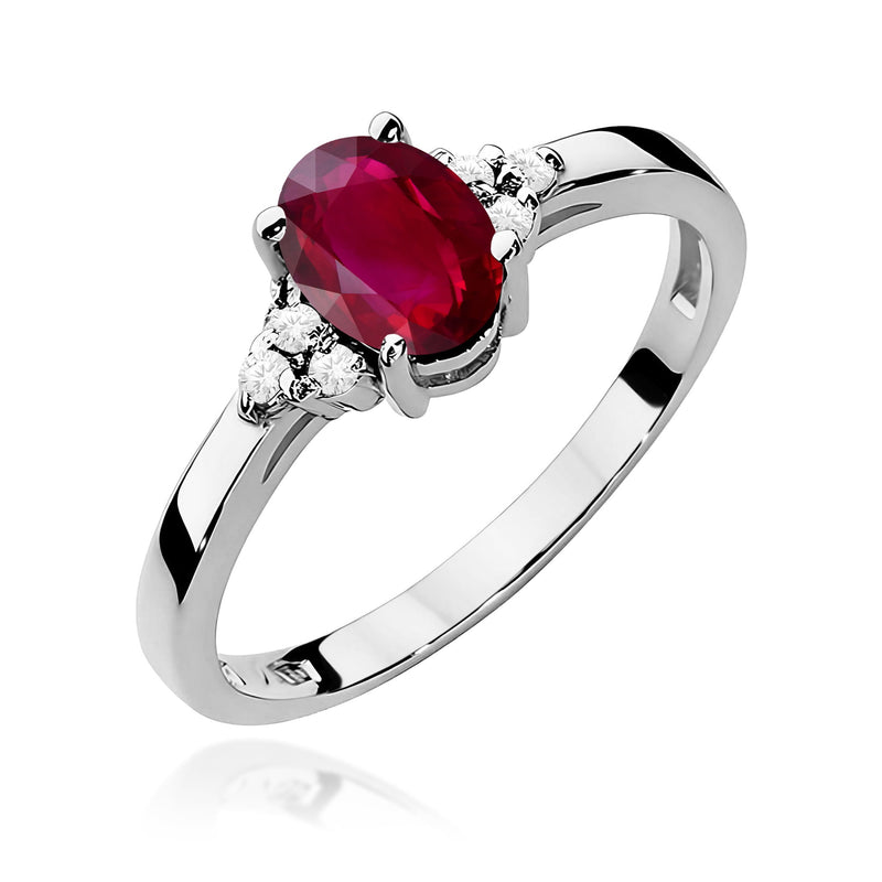 Inel Aur 9K cu Rubin 1.00 ct si Diamante Naturale 0.05 ct, imaginea 5 din 8