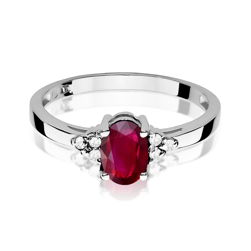 Inel Aur 9K cu Rubin 1.00 ct si Diamante Naturale 0.05 ct, imaginea 6 din 8