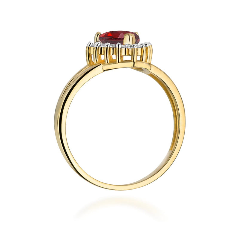 Inel Aur 9K cu Rubin 1.10 ct si Diamante Naturale 0.12 ct, imaginea 3 din 8