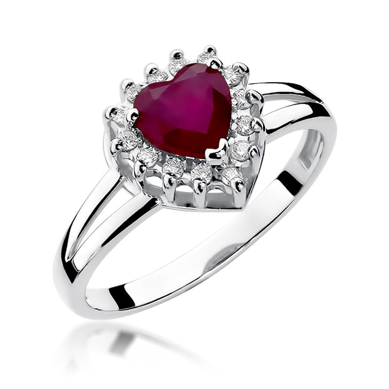Inel Aur 9K cu Rubin 1.10 ct si Diamante Naturale 0.12 ct, imaginea 5 din 8