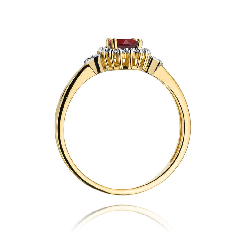 Inel Aur 9K cu Rubin 0.60 ct si Diamante Naturale 0.10 ct, imaginea 3 din 7