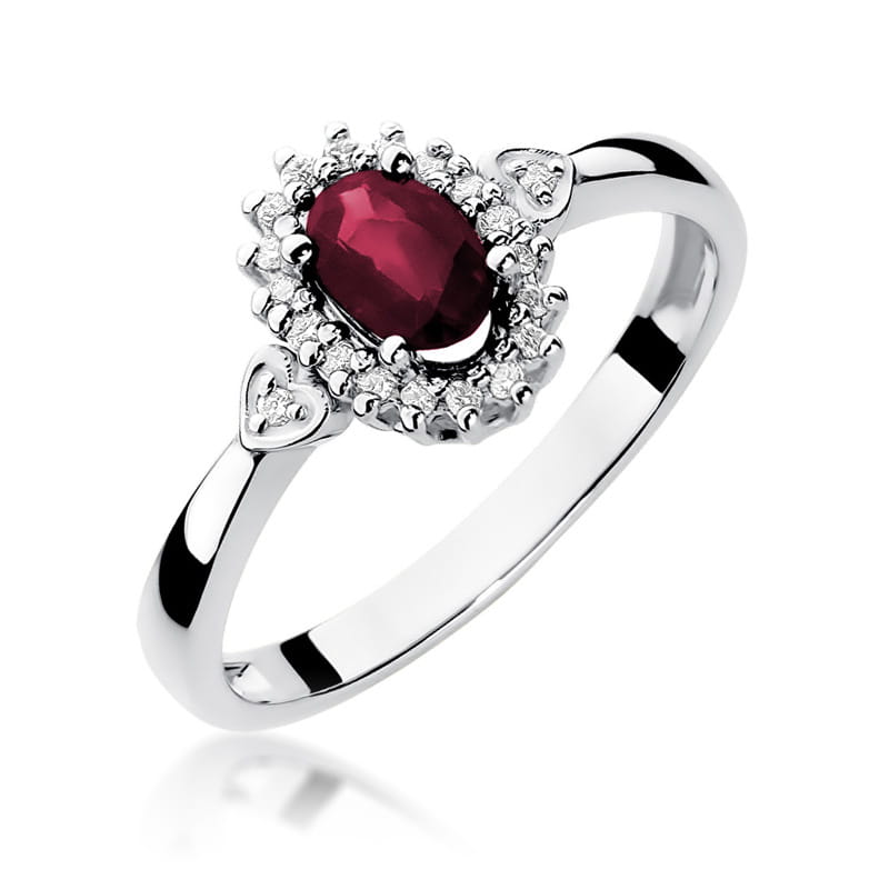 Inel Aur 9K cu Rubin 0.60 ct si Diamante Naturale 0.10 ct, imaginea 5 din 7