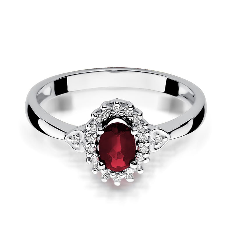 Inel Aur 9K cu Rubin 0.60 ct si Diamante Naturale 0.10 ct, imaginea 6 din 7