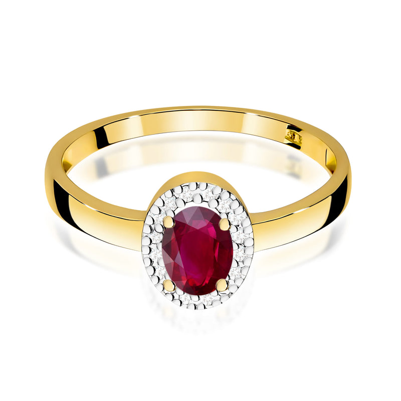 Inel Aur 9K cu Rubin 0.60 ct si Diamante Naturale 0.08 ct, imaginea 2 din 8