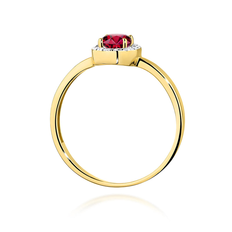 Inel Aur 9K cu Rubin 0.60 ct si Diamante Naturale 0.08 ct, imaginea 3 din 8