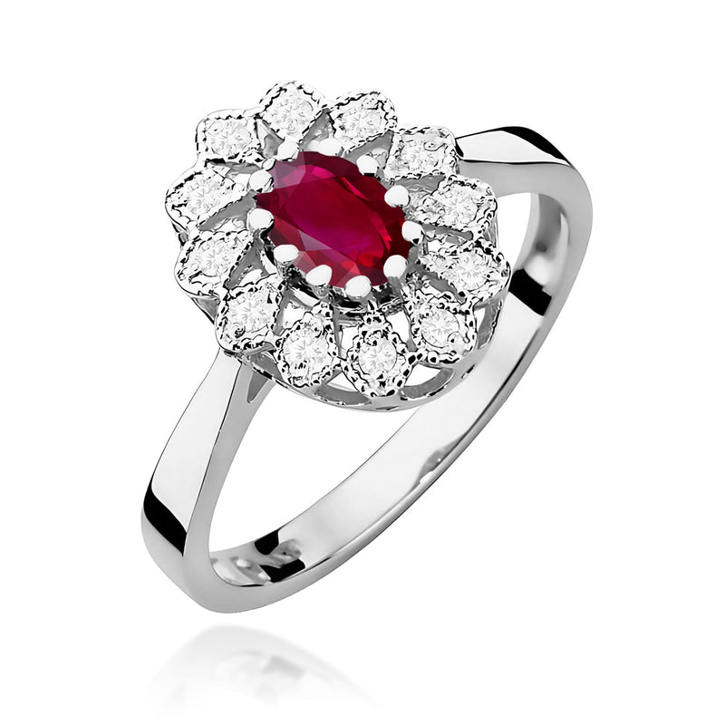 Inel Aur 9K cu Rubin 0.60 ct si Diamante Naturale 0.10 ct, imaginea 5 din 8