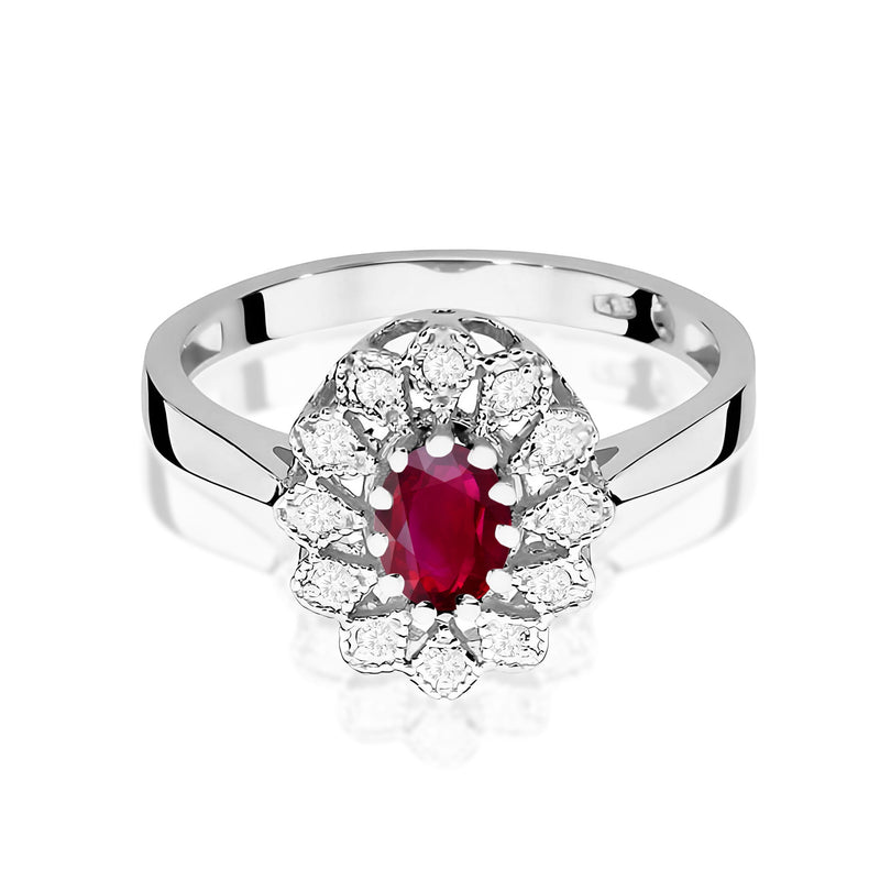 Inel Aur 9K cu Rubin 0.60 ct si Diamante Naturale 0.10 ct, imaginea 6 din 8