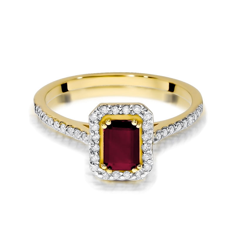 Inel Aur 9K cu Rubin 0.80 ct si Diamante Naturale 0.19 ct, imaginea 2 din 7