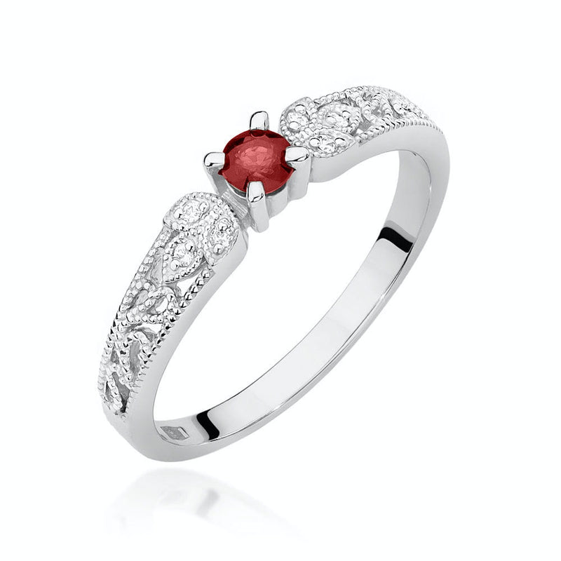 Inel Aur 9K cu Rubin 0.15 ct si Diamante Naturale 0.03 ct, imaginea 5 din 7