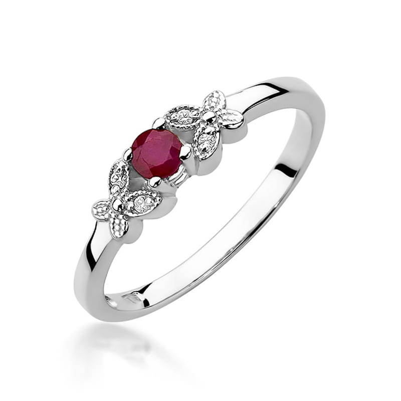 Inel Aur 9K cu Rubin 0.15 ct si Diamante Naturale 0.02 ct, imaginea 5 din 8