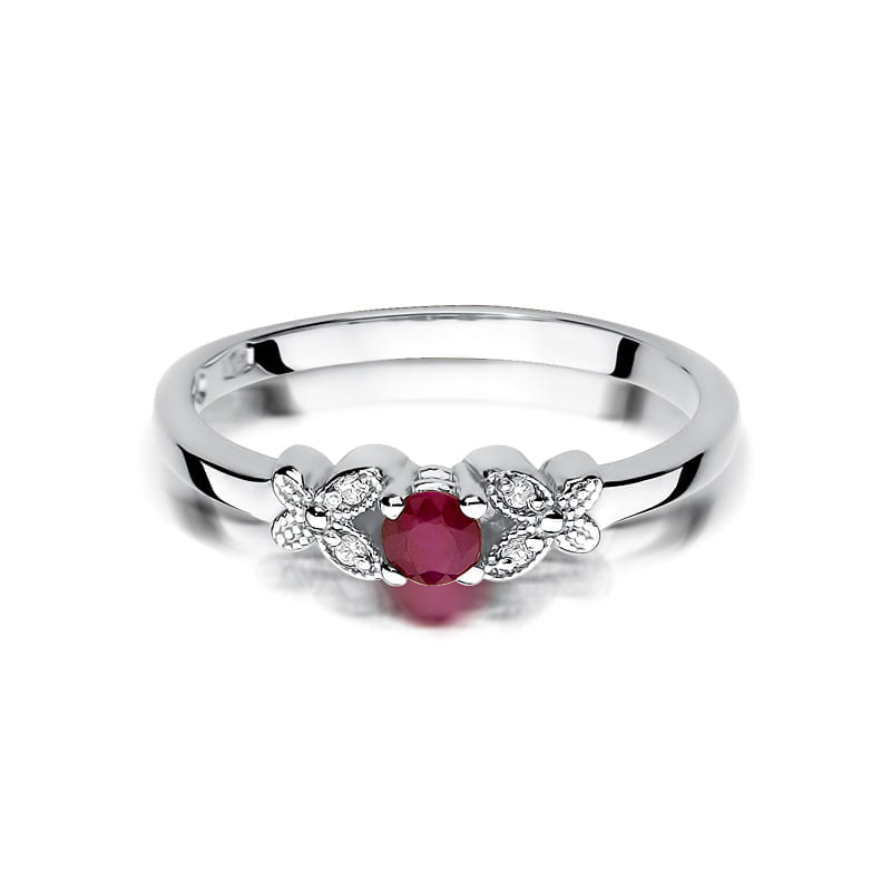 Inel Aur 9K cu Rubin 0.15 ct si Diamante Naturale 0.02 ct, imaginea 6 din 8