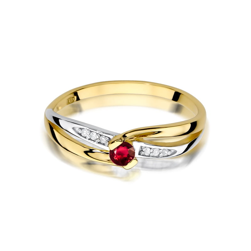 Inel Aur 9K cu Rubin 0.15 ct si Diamante Naturale 0.03 ct, imaginea 2 din 8