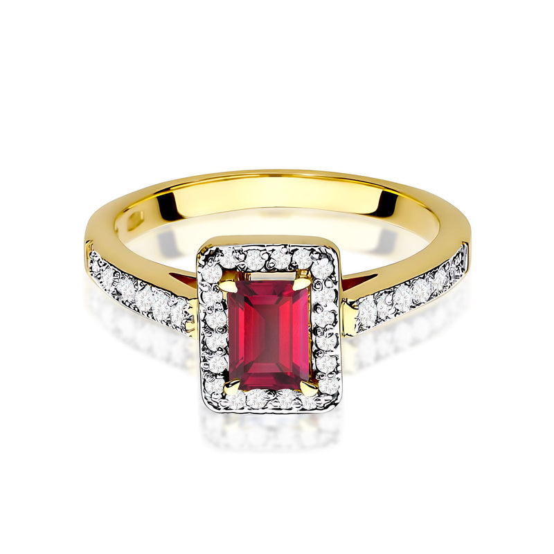 Inel Aur 9K cu Rubin 0.80 ct si Diamante Naturale 0.22 ct, imaginea 2 din 8