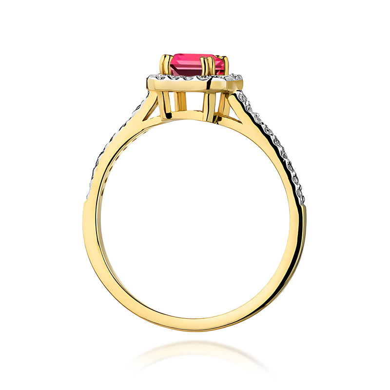 Inel Aur 9K cu Rubin 0.80 ct si Diamante Naturale 0.22 ct, imaginea 3 din 8