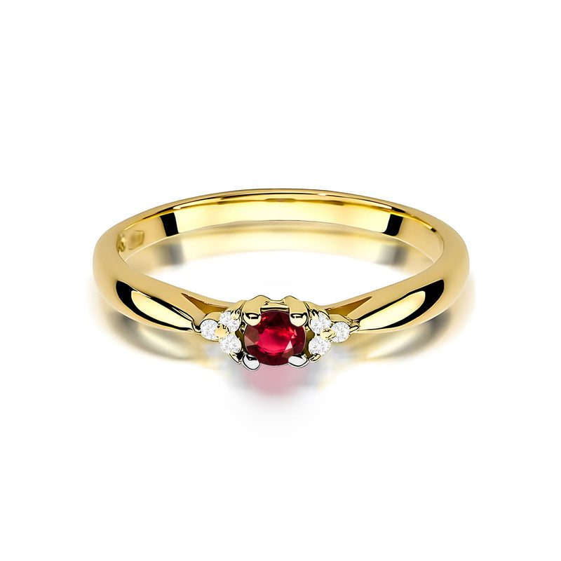 Inel Aur 9K cu Rubin 0.15 ct si Diamante Naturale 0.03 ct, imaginea 2 din 8