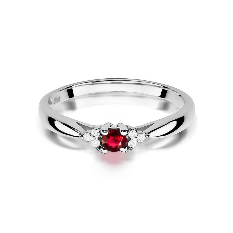 Inel Aur 9K cu Rubin 0.15 ct si Diamante Naturale 0.03 ct, imaginea 6 din 8