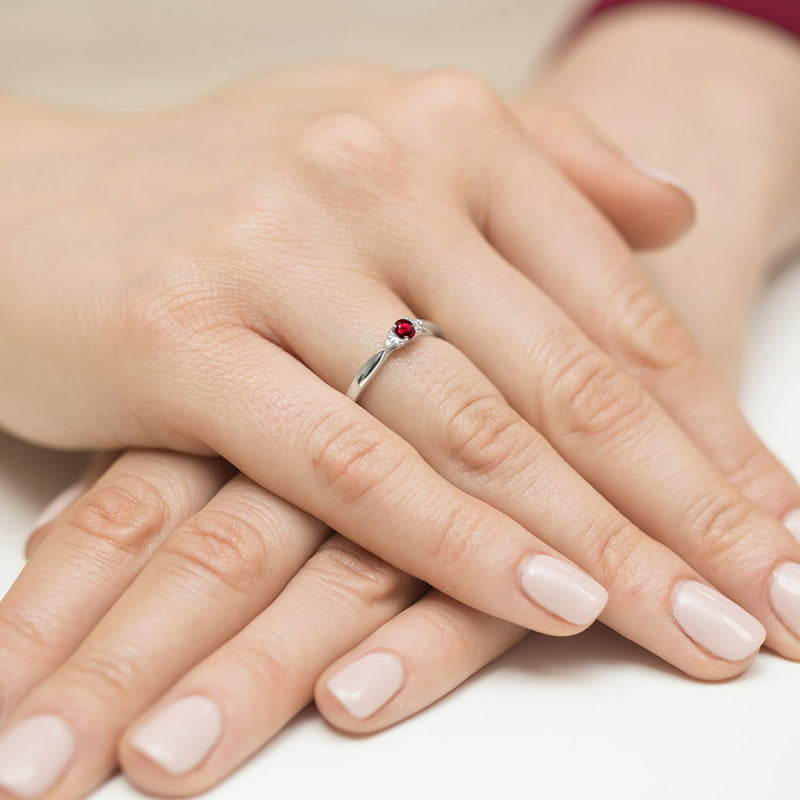 Inel Aur 9K cu Rubin 0.15 ct si Diamante Naturale 0.03 ct, imaginea 8 din 8