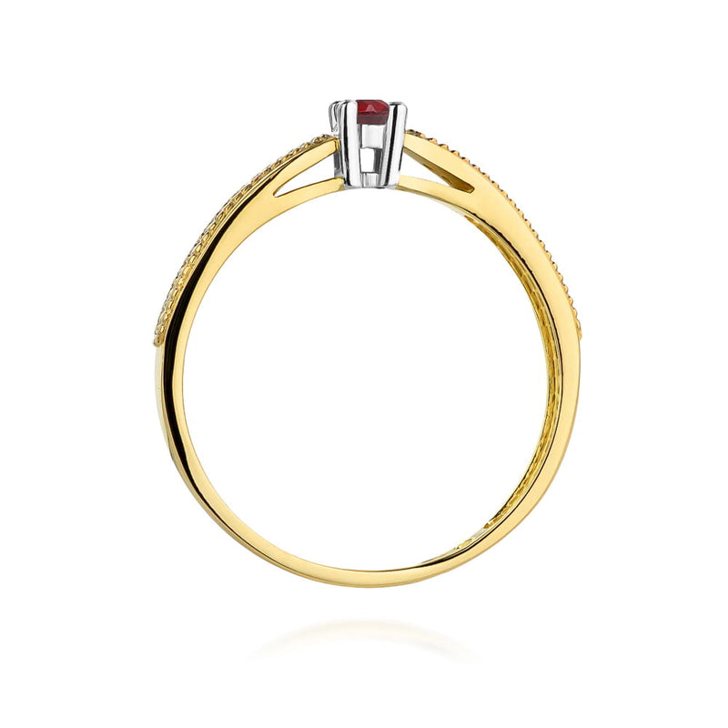 Inel Aur 9K cu Rubin 0.15 ct si Diamante Naturale 0.09 ct, imaginea 3 din 8