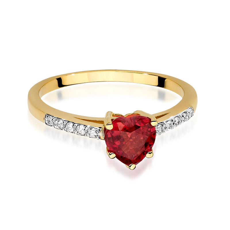 Inel Aur 9K cu Rubin 1.10 ct si Diamante Naturale 0.10 ct, imaginea 2 din 8