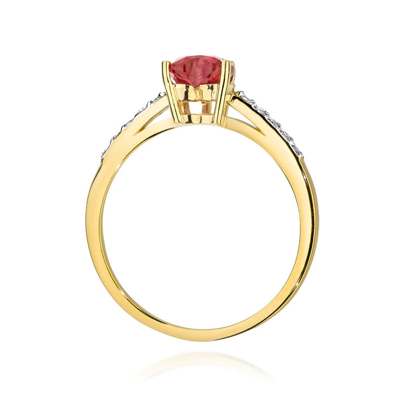 Inel Aur 9K cu Rubin 1.10 ct si Diamante Naturale 0.10 ct, imaginea 3 din 8