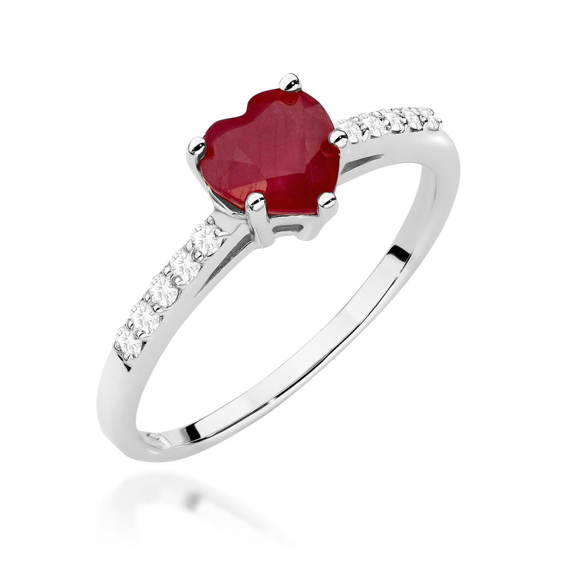 Inel Aur 9K cu Rubin 1.10 ct si Diamante Naturale 0.10 ct, imaginea 5 din 8
