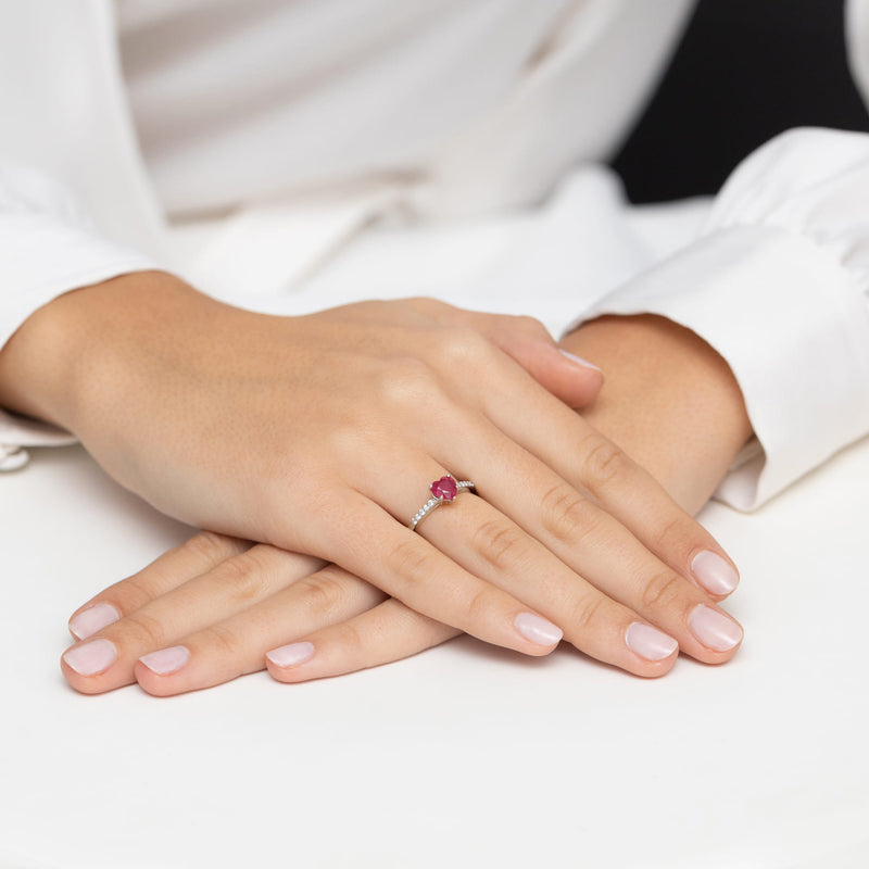 Inel Aur 9K cu Rubin 1.10 ct si Diamante Naturale 0.10 ct, imaginea 8 din 8