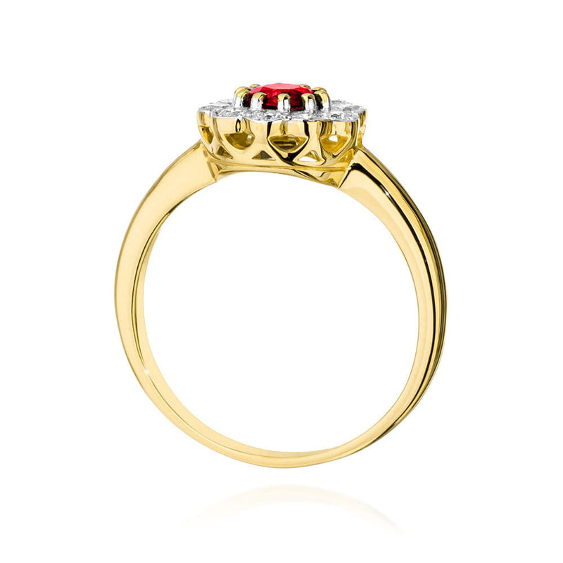 Inel Aur 9K cu Rubin 0.60 ct si Diamante Naturale 0.30 ct, imaginea 3 din 6