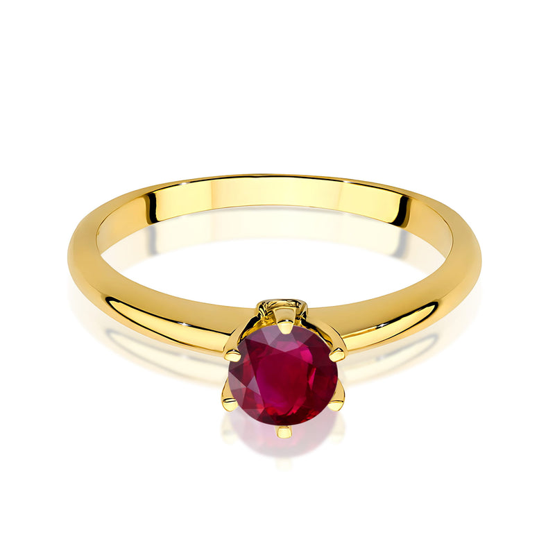 Inel Aur 9K cu Rubin 0.60 ct si Diamante Naturale 0.04 ct, imaginea 2 din 8