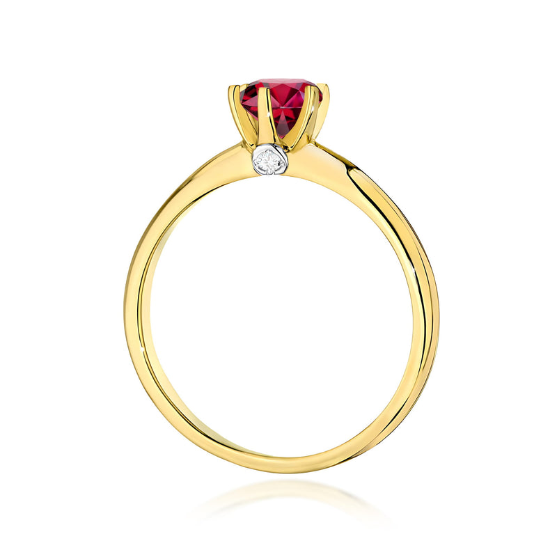 Inel Aur 9K cu Rubin 0.60 ct si Diamante Naturale 0.04 ct, imaginea 3 din 8