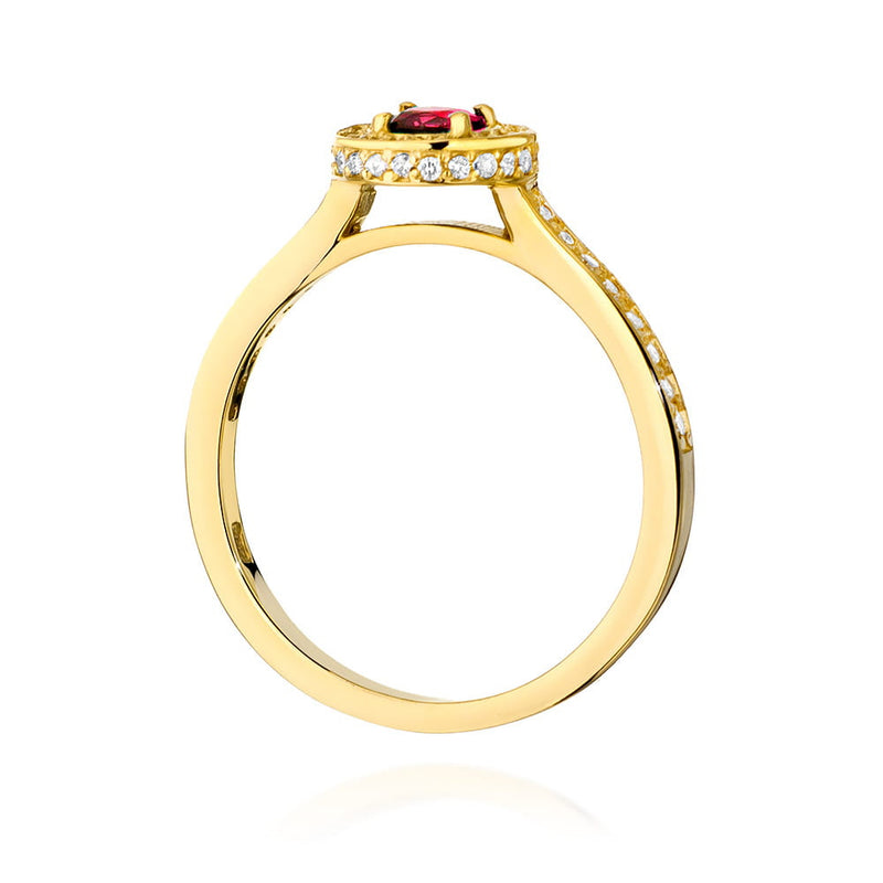 Inel Aur 9K cu Rubin 0.30 ct si Diamante Naturale 0.34 ct, imaginea 3 din 7