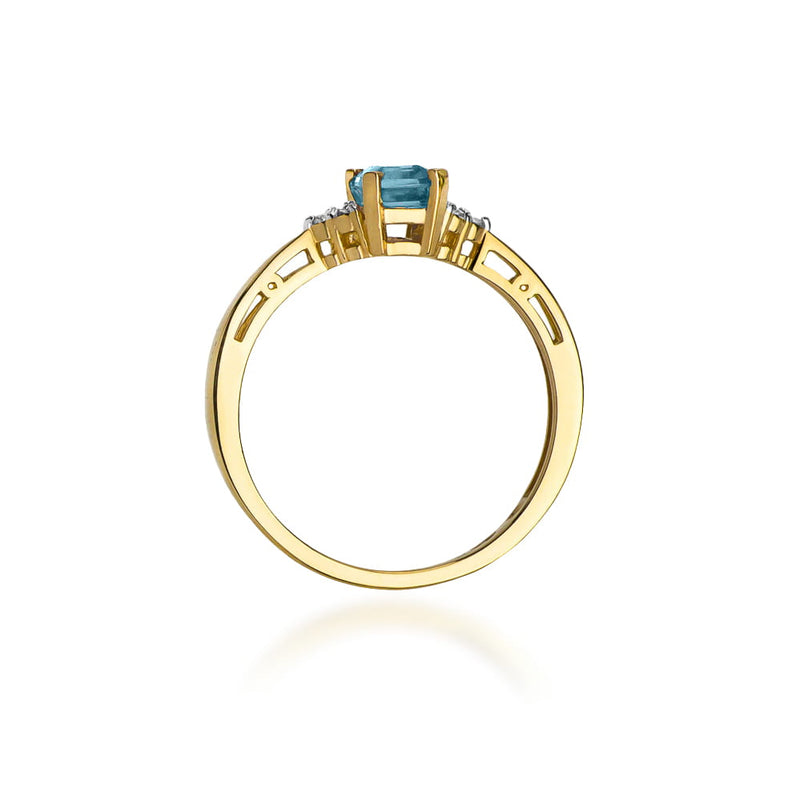 Inel Aur 9K cu Topaz Swiss 0.65 ct si Diamante Naturale 0.03 ct, imaginea 3 din 8