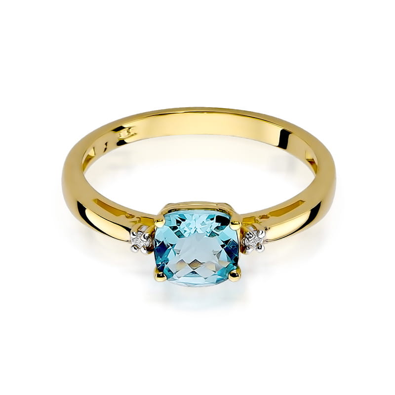 Inel Aur 9K cu Topaz Swiss 1.10 ct si Diamante Naturale 0.03 ct, imaginea 2 din 8