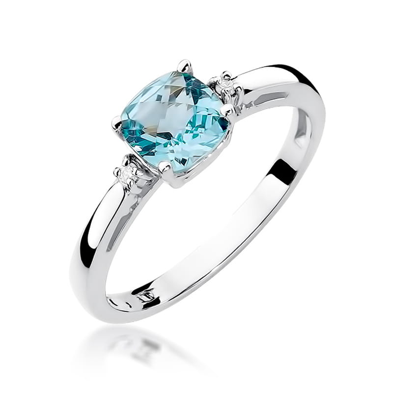 Inel Aur 9K cu Topaz Swiss 1.10 ct si Diamante Naturale 0.03 ct, imaginea 5 din 8