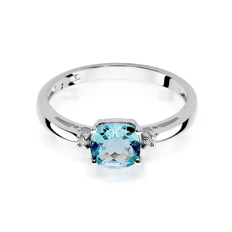Inel Aur 9K cu Topaz Swiss 1.10 ct si Diamante Naturale 0.03 ct, imaginea 6 din 8