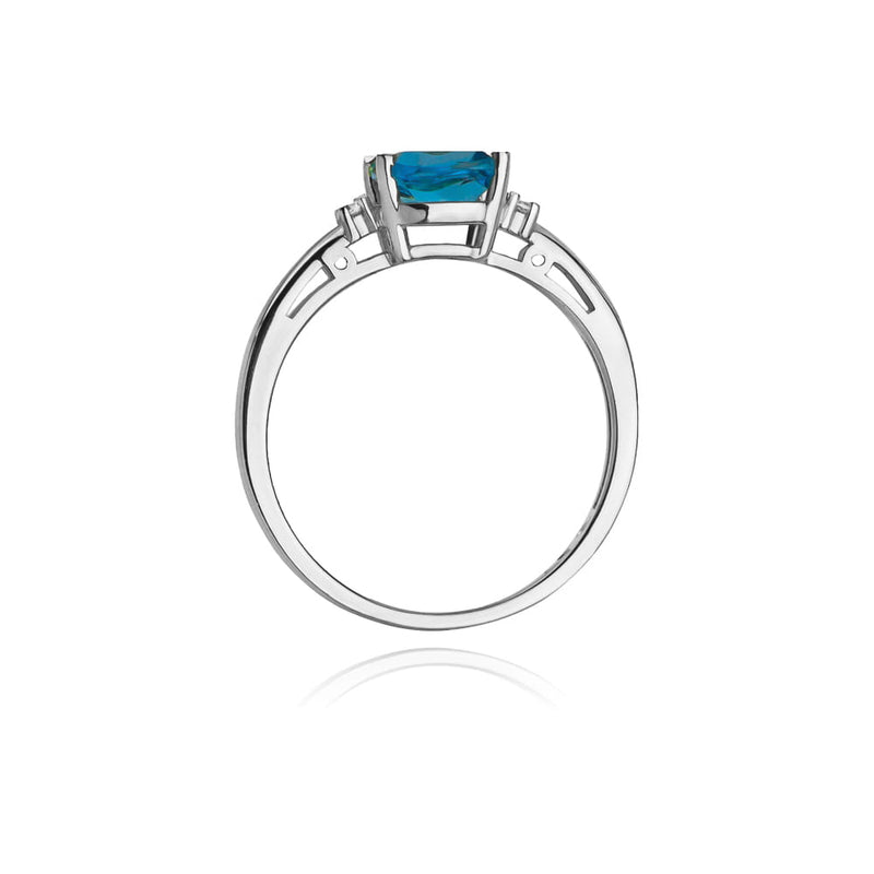 Inel Aur 9K cu Topaz Swiss 1.10 ct si Diamante Naturale 0.03 ct, imaginea 7 din 8
