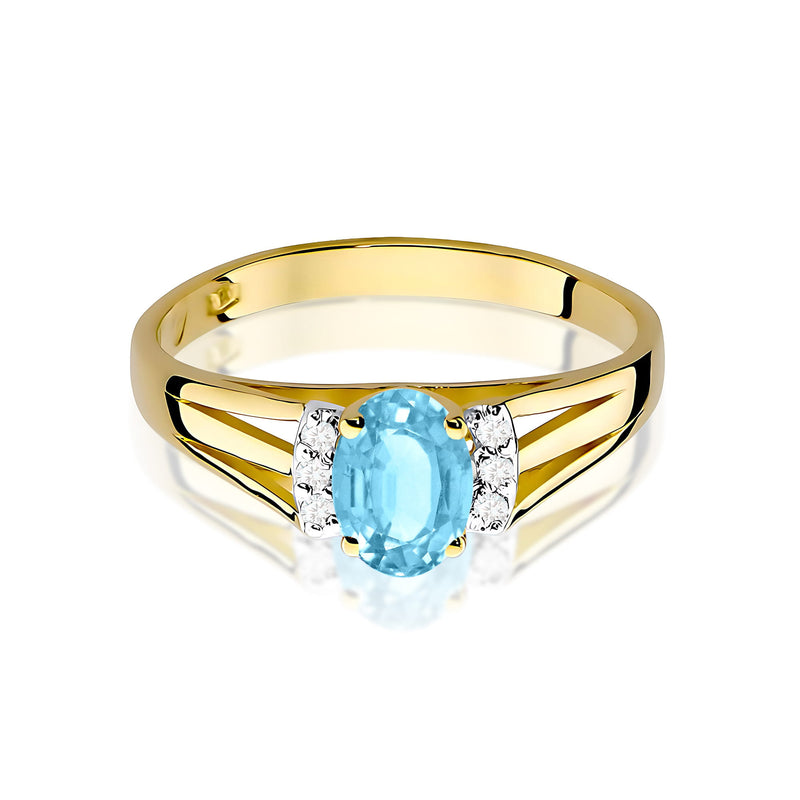 Inel Aur 9K cu Topaz Swiss 0.50 ct si Diamante Naturale 0.05 ct, imaginea 2 din 8