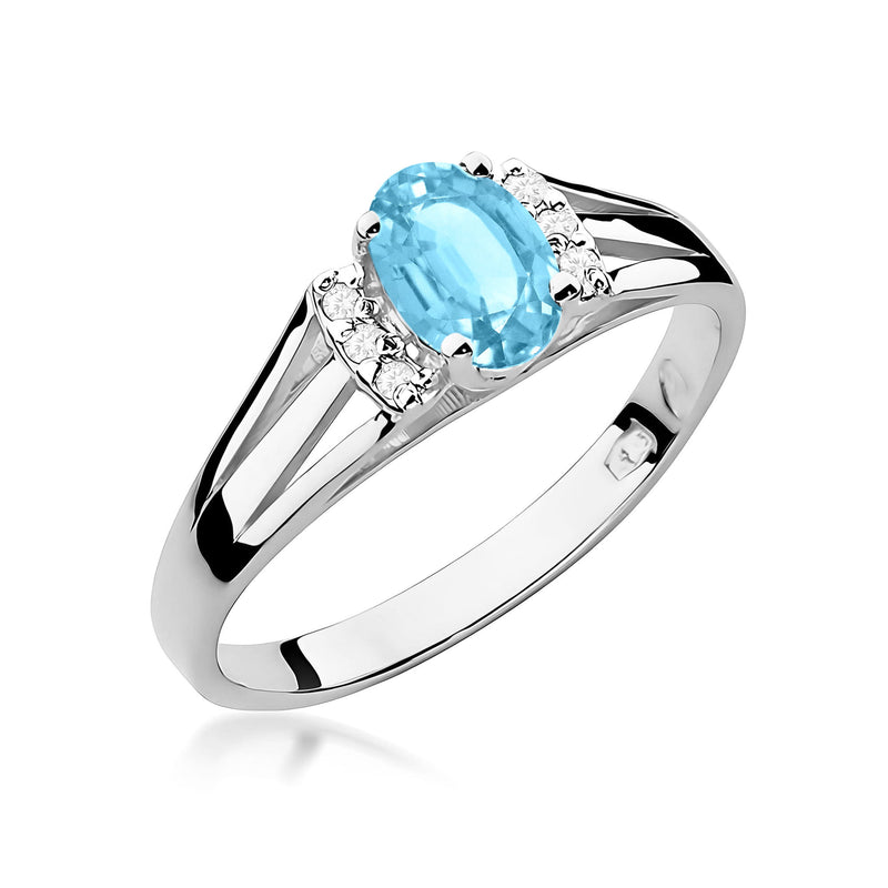 Inel Aur 9K cu Topaz Swiss 0.50 ct si Diamante Naturale 0.05 ct, imaginea 5 din 8