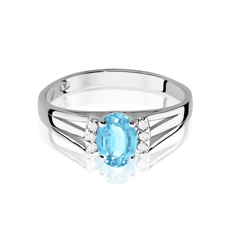 Inel Aur 9K cu Topaz Swiss 0.50 ct si Diamante Naturale 0.05 ct, imaginea 6 din 8