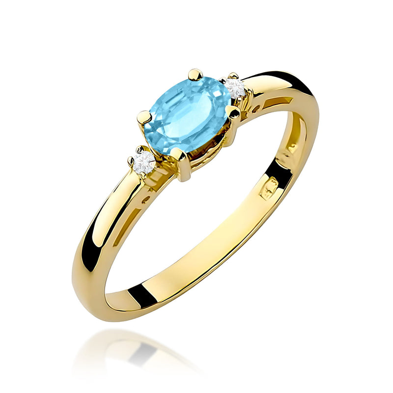 Inel Aur 9K cu Topaz Swiss 0.50 ct si Diamante Naturale 0.03 ct — Aur galben