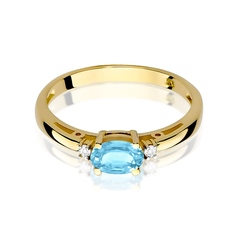 Inel Aur 9K cu Topaz Swiss 0.50 ct si Diamante Naturale 0.03 ct, imaginea 2 din 8
