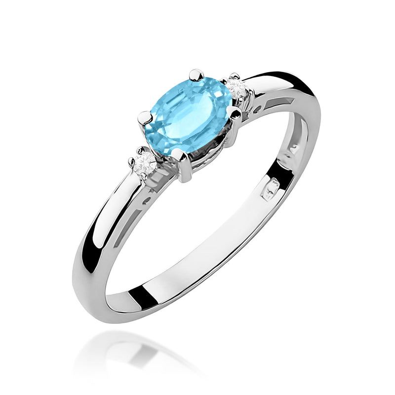 Inel Aur 9K cu Topaz Swiss 0.50 ct si Diamante Naturale 0.03 ct, imaginea 5 din 8