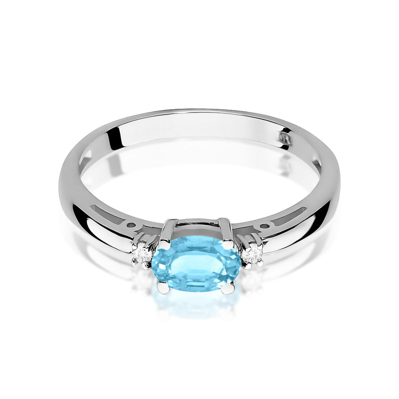 Inel Aur 9K cu Topaz Swiss 0.50 ct si Diamante Naturale 0.03 ct, imaginea 6 din 8